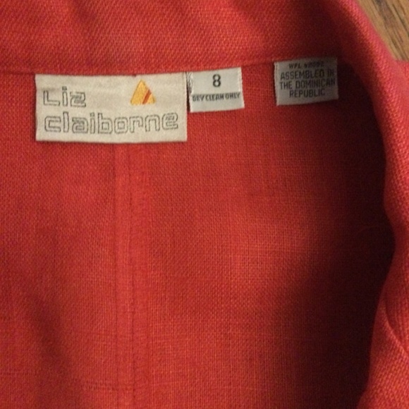 Liz Claiborne Vintage 100% ReD Linen Blazer with shoulder pads size 8 - Picture 3 of 9